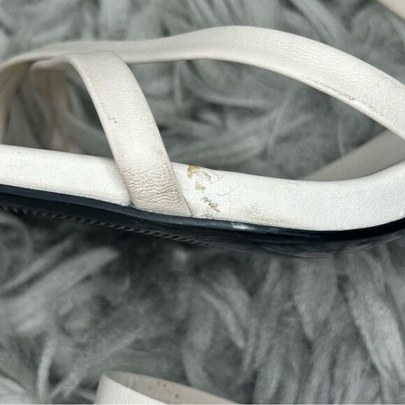Zara neutral off white square toe round heel strappy sandals women’s shoe size 9 - Picture 9 of 12